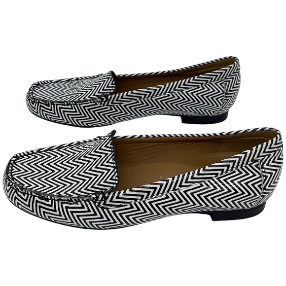 SOLD Sioux Mocassin Black White Loafers Chevron Print Flats Women UK 4.5 US 6.5 - Picture 5 of 9